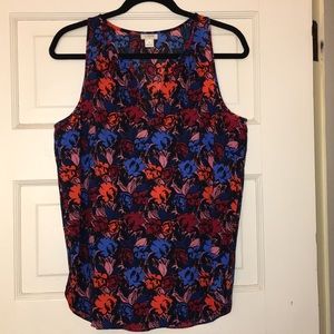 Floral J Crew Sleeveless Blouse